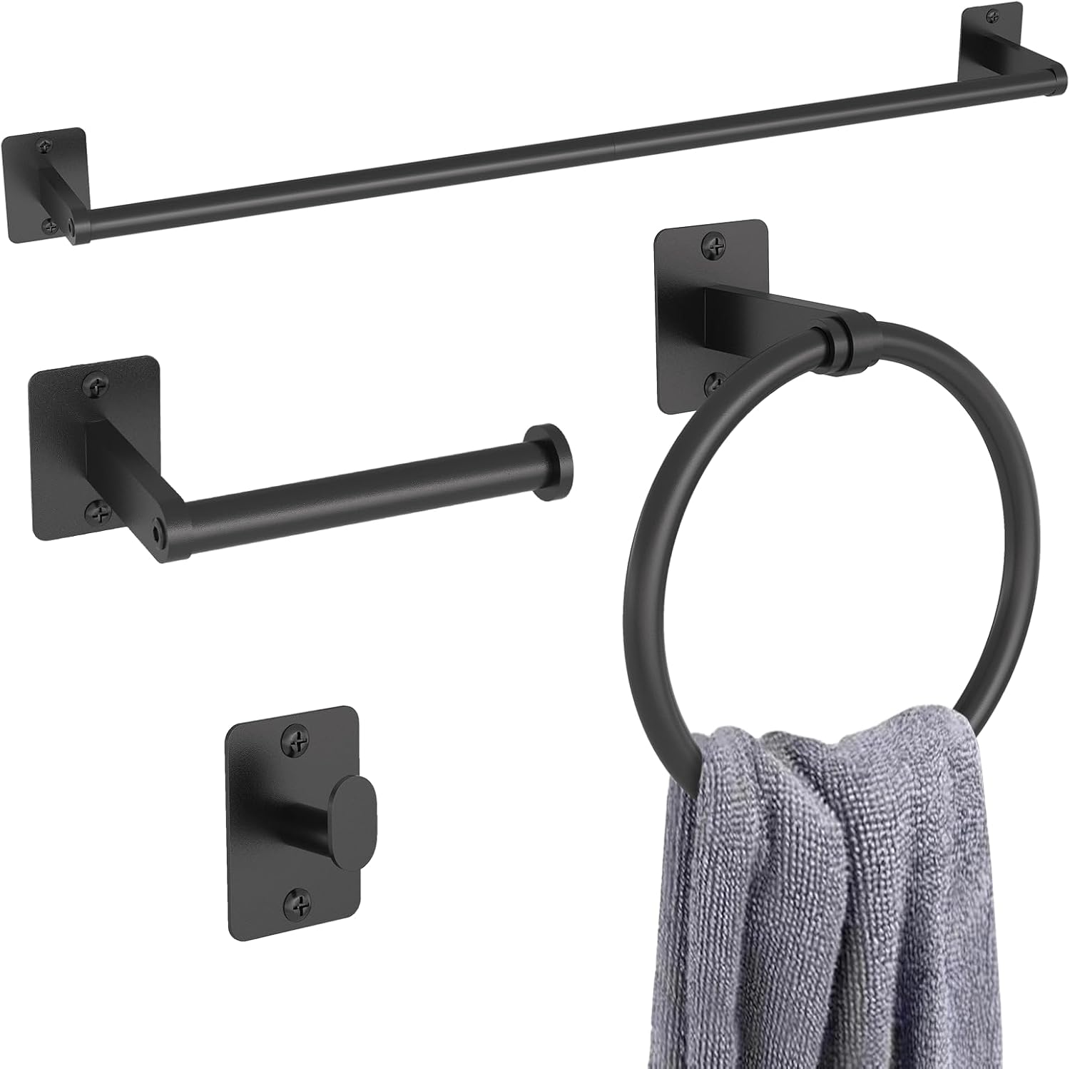 Matte Black 4-Piece Bathroom Accessories Set