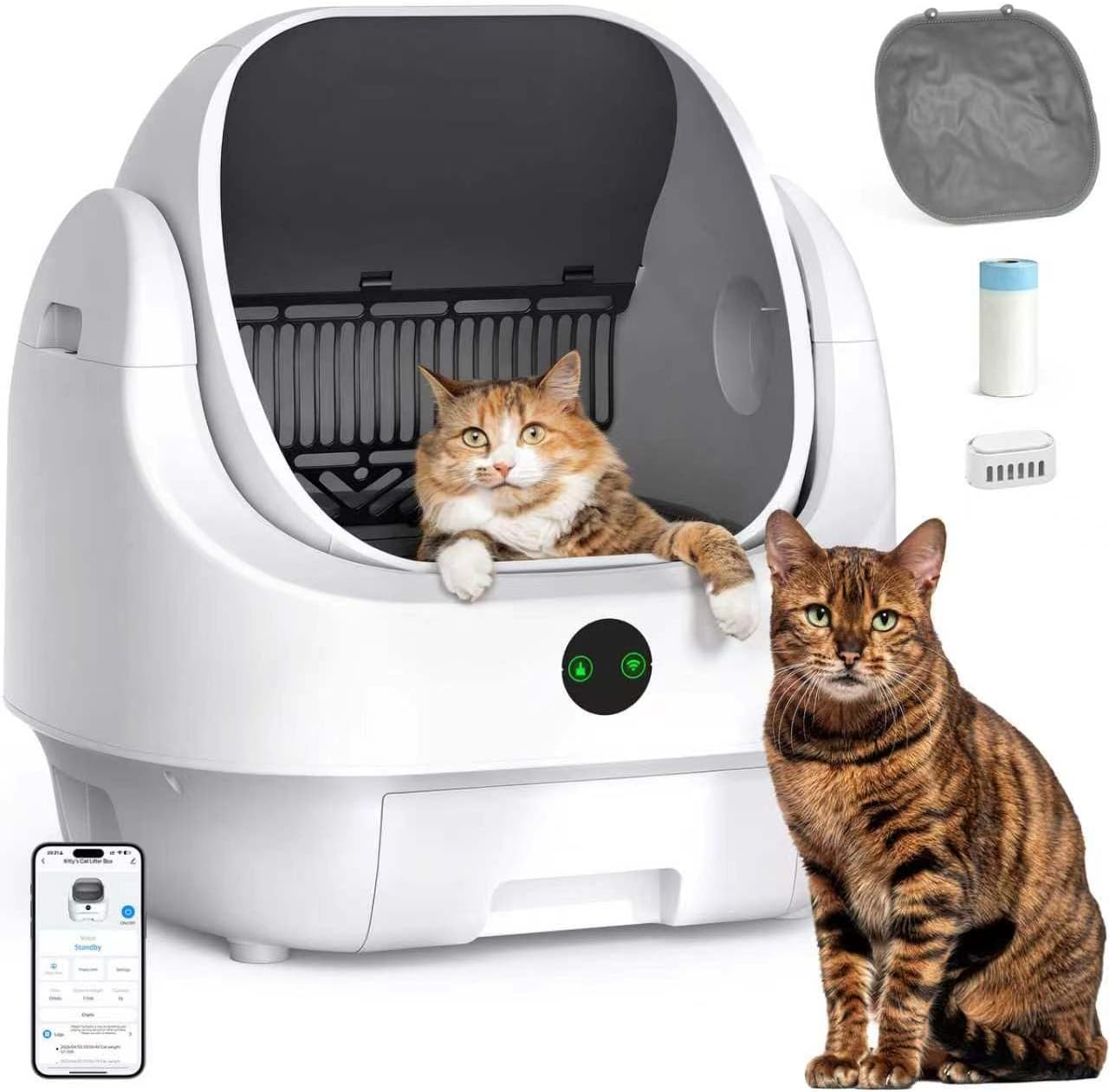 Open-Top Self-Cleaning Litter Box with App Control
